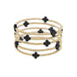 Gold Beaded with Black Cross Set of 5 Stretch Bracelets