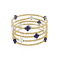 Gold Beaded with Blue and White Cross Set of 5 Stretch Bracelets