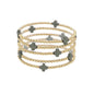 Gold Beaded with Grey Cross Set of 5 Stretch Bracelets