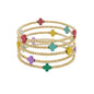 Gold Beaded with Multi Cross Set of 5 Stretch Bracelets