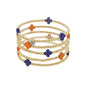 Gold Beaded with Orange and Navy Cross Set of 5 Stretch Bracelets