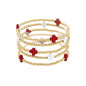 Gold Beaded with Red and White Cross Set of 5 Stretch Bracelets