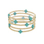 Gold Beaded with Turquoise Cross Set of 5 Stretch Bracelets