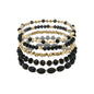 Black Crystal and Gold Set of 5 Beaded Stretch Bracelet