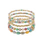 Multi Crystal and Gold Set of 5 Beaded Stretch Bracelet