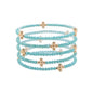 Set of 5 Gold Cross with Turquoise Crystal Stretch Bracelets