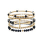 Set of 5 Gold, Black Crystal, and Gold Cross Stretch Bracelet Set