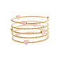 Set of 5 Pink Heart and Gold Beaded Stretch Bracelets