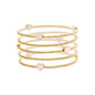 Set of 5 White Heart and Gold Beaded Stretch Bracelets