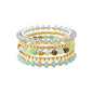 Set of 5 Gold, Amazonite Natural Stone and Crystal Stretch Bracelet Set