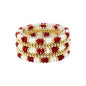Maroon and White Beaded with Gold Set of 4 Stretch Bracelets