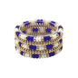 Blue and White Beaded with Gold Set of 4 Stretch Bracelets