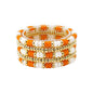 Orange and White Beaded with Gold Set of 4 Stretch Bracelets