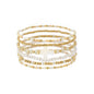 Set of 5 Gold Beaded with Natural Seed Bead and White Cross Stretch Bracelets