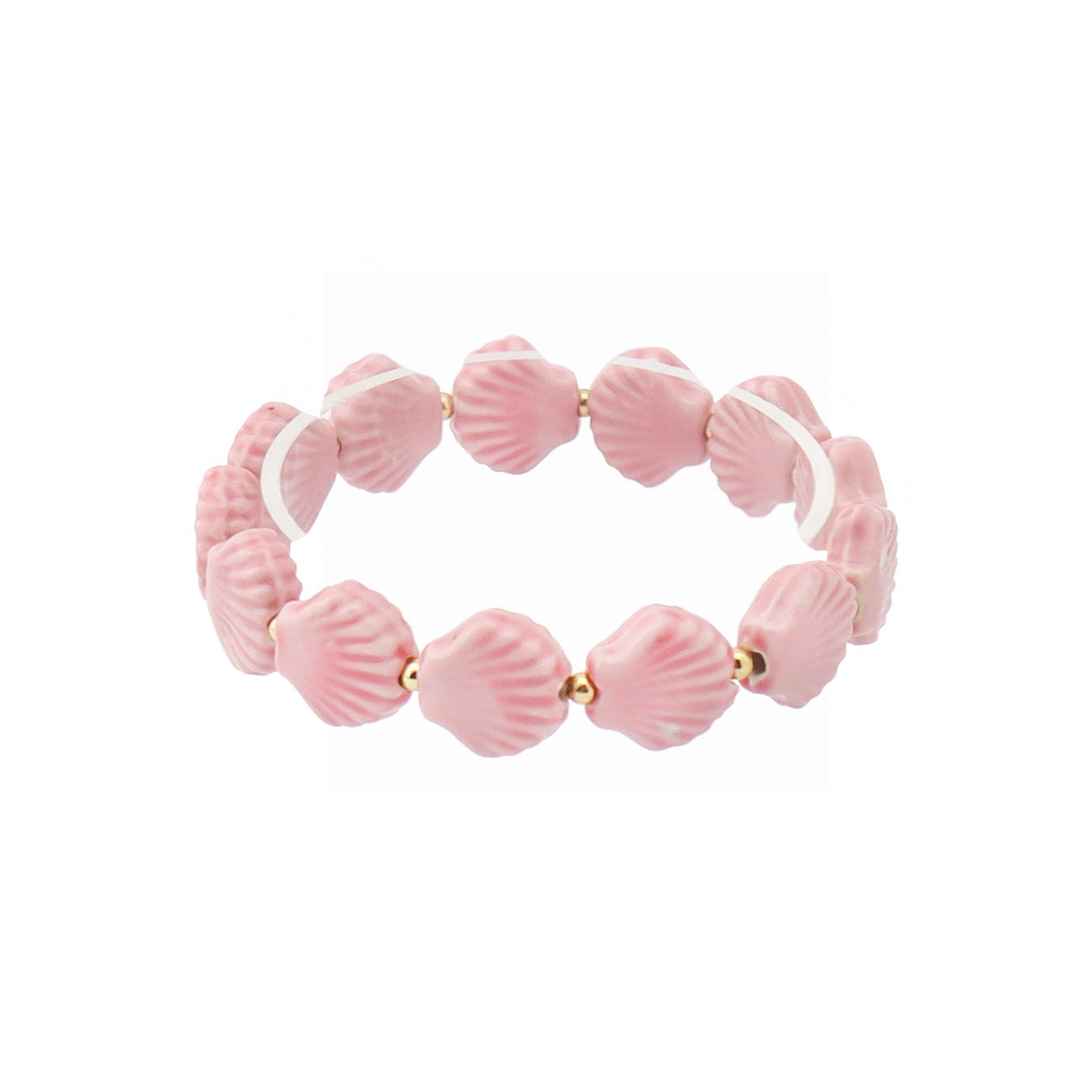 Pink Ceramic Shell Stretch Bracelet