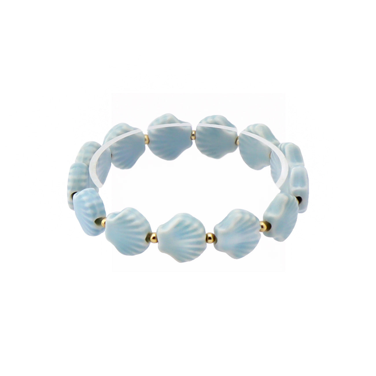 Blue Ceramic Shell Stretch Bracelet