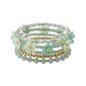 Mint Crystal, Flower, and Gold Set of 5 Stretch Bracelet
