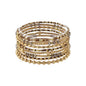 Brown Sead Bead and Gold Beaded Set of 9 Stretch Bracelet