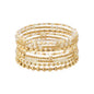 Set of 8 Natural Seed Bead & Crystal and Gold Stretch Bracelet