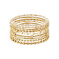 Natural Sead Bead and Gold Beaded Set of 9 Stretch Bracelet