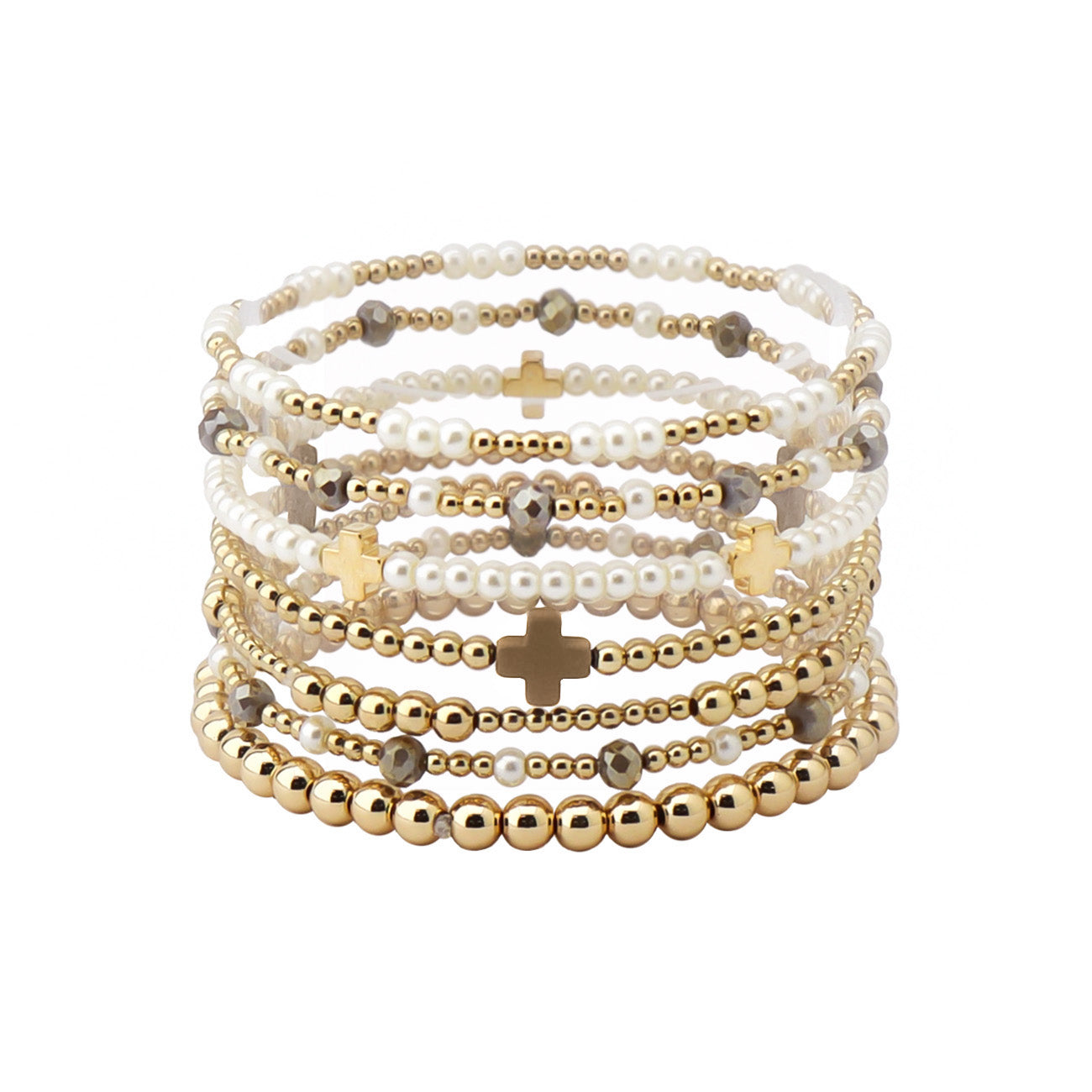 Brown Cross Stretch Bracelet Set