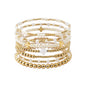 Set of 7 Pearl and Gold with White Cross Stretch Bracelet