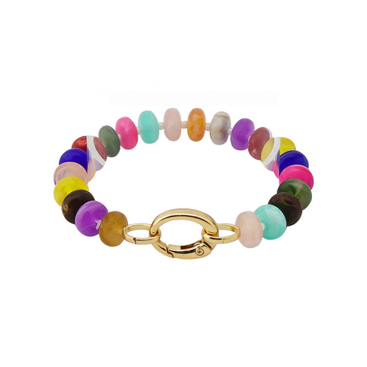 Multi Natural Stone with Gold Closure 7.5" Bracelet