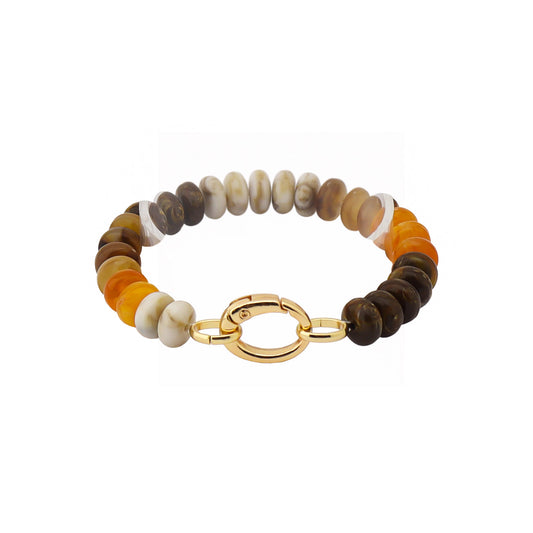 Brown Natural Stone with Gold Closure 7.5" Bracelet