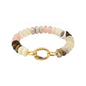 Cream and Brown Natural Stone with Gold Closure 7.5" Bracelet