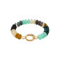 Turquoise and Cream Natural Stone with Gold Closure 7.5" Bracelet