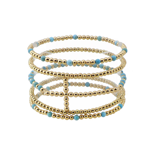 Turquoise Cross Stretch Bracelet Set