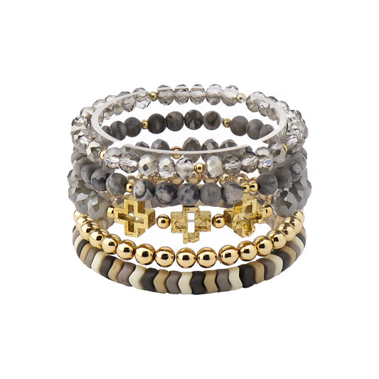 Grey Cross Bracelet Stretch Set