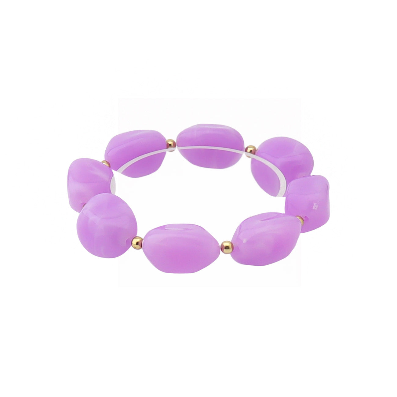 Lavender/Purple Acylic Natural Oval Stretch Bracelet