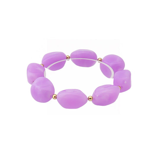 Lavender/Purple Acylic Natural Oval Stretch Bracelet