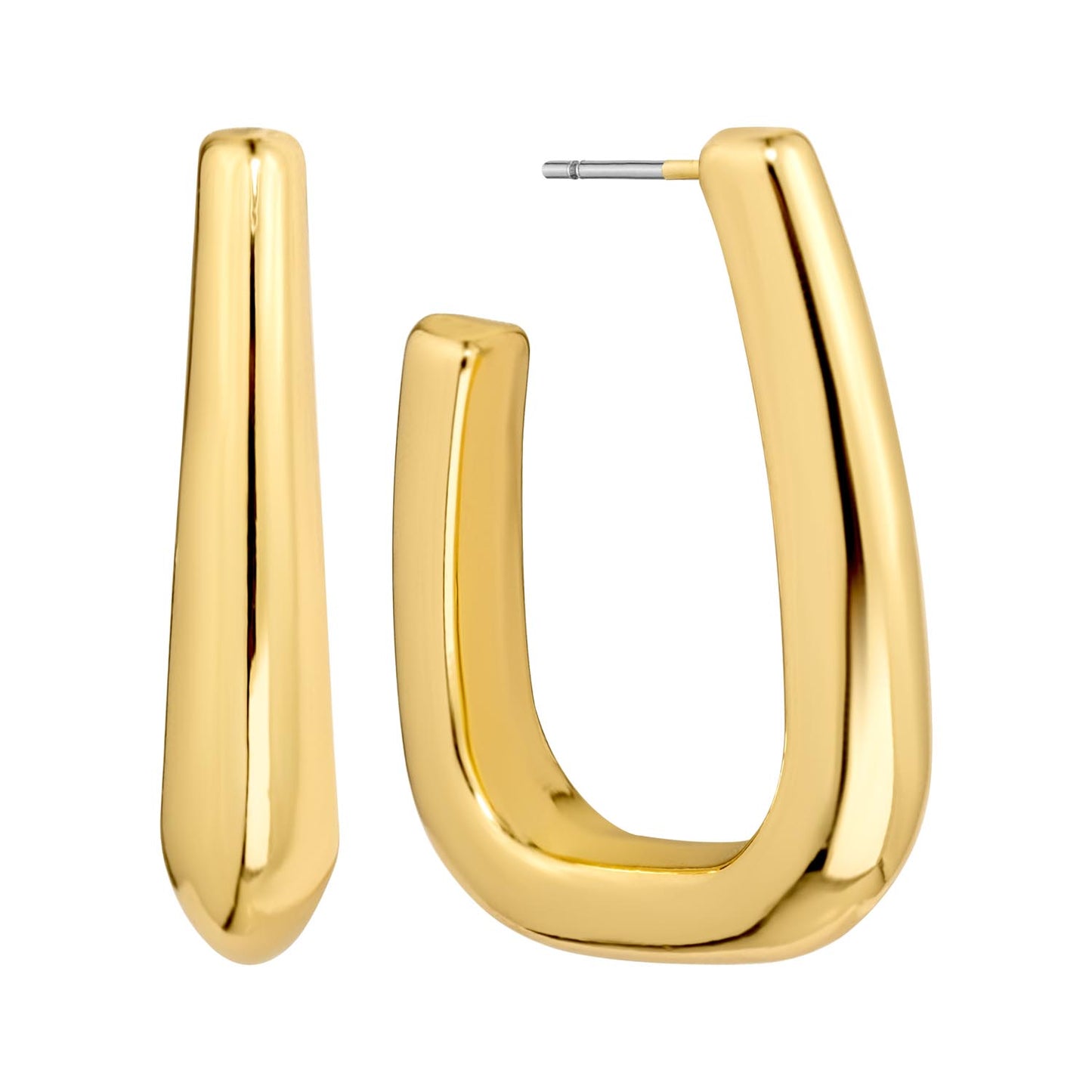 Gold Lightweight 1.3" Triangled Hoop Earring