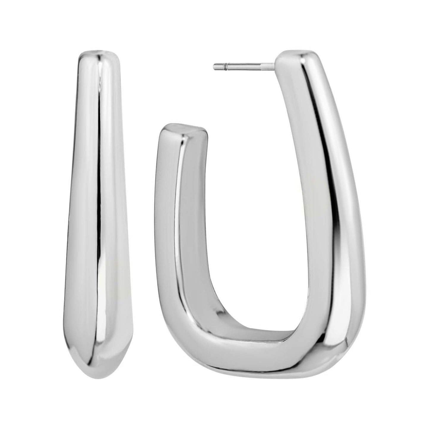 Silver Lightweight 1.3" Triangled Hoop Earring