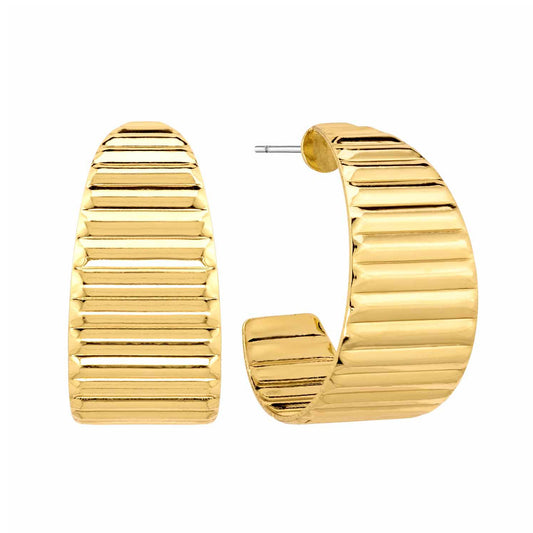 14K Gold Dipped .75" Ribbed Hoop Earring