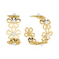 Gold Open Flower with Pearl 1.25" Hoop Earring