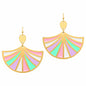 Gold and Multi Epoxy Fanned 1.75" Earring