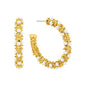 Gold Textured Earring with Pearl Studs 1.25" Hoop Earring