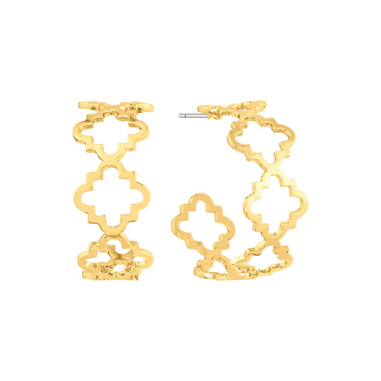 Gold Open Filigree 1" Hoop Earring