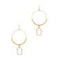 Gold Hoop with AB Rectangle Crystal Drop 2" Earring