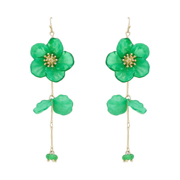 Green Acrylic Flower Shape Earrings