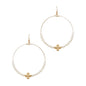 Peal and Gold Beaded Cross Hoop 2" Earring