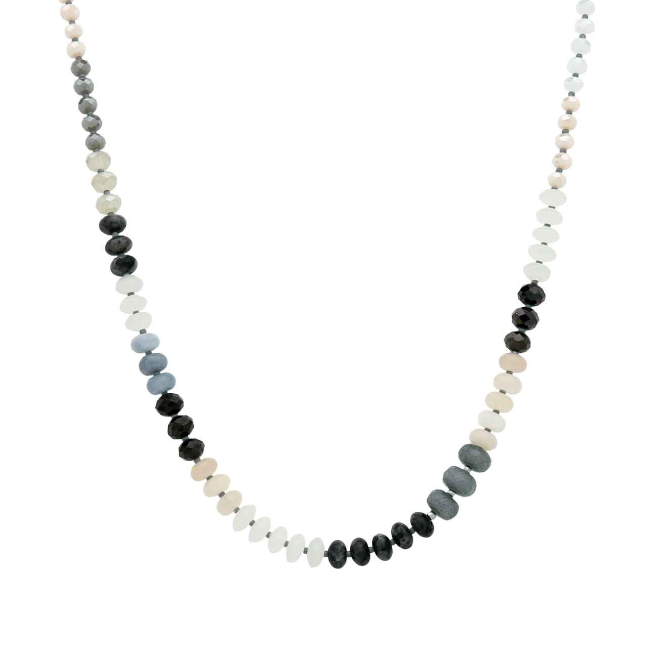 Grey Multi Crystal Beaded with 16"-18" Necklace