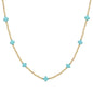 Gold CCB Beaded with Turquoise Cross 16"-18" Necklace