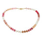 Red and Pink and Crystal Beaded 17" Necklace