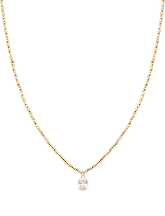 Clear Crystal on Gold CC Bead 16"-18" Necklace