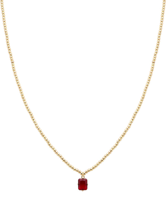 Red Crystal on Gold CC Bead 16"-18" Necklace