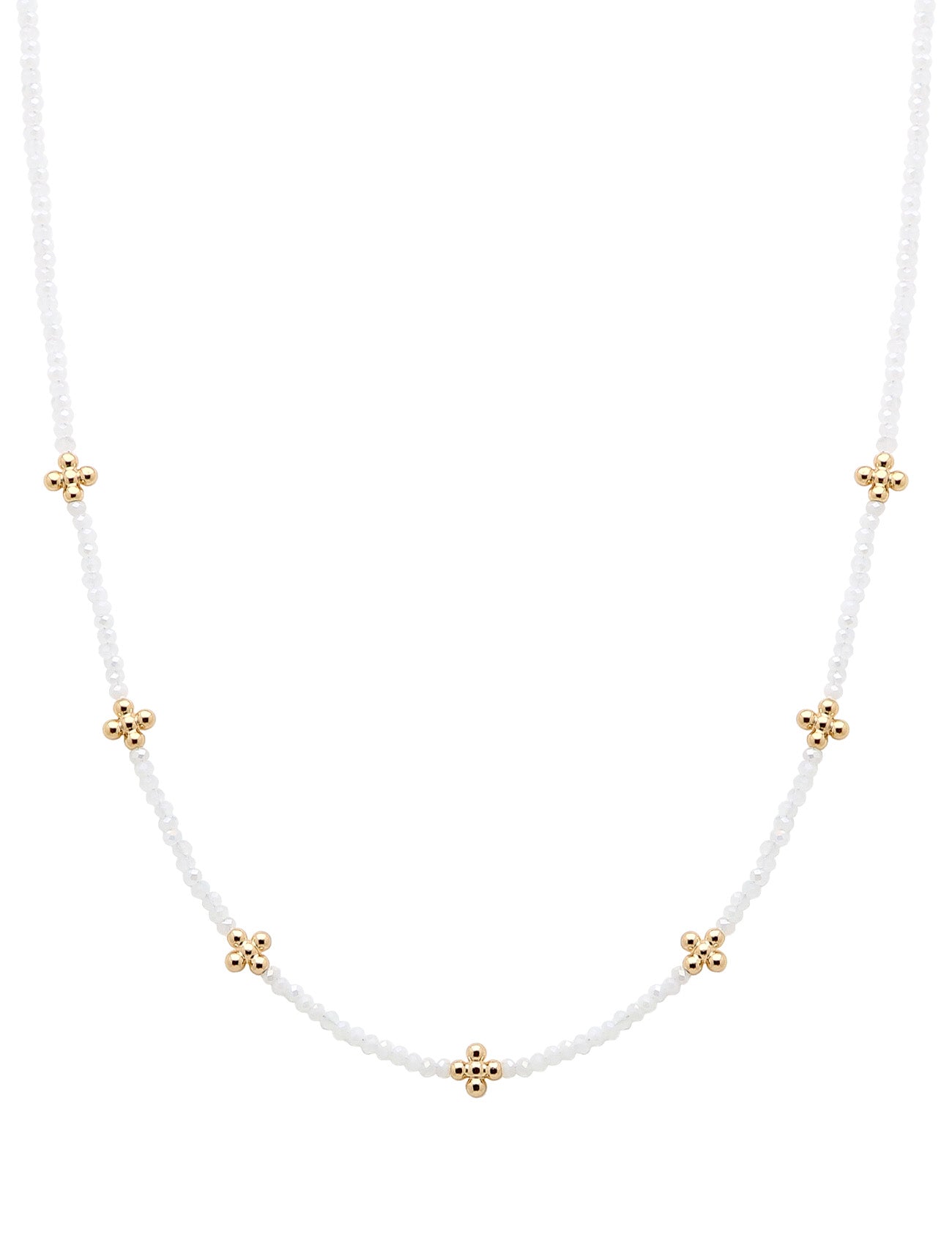 White Crystal and Gold Cross 16"-18" Necklace